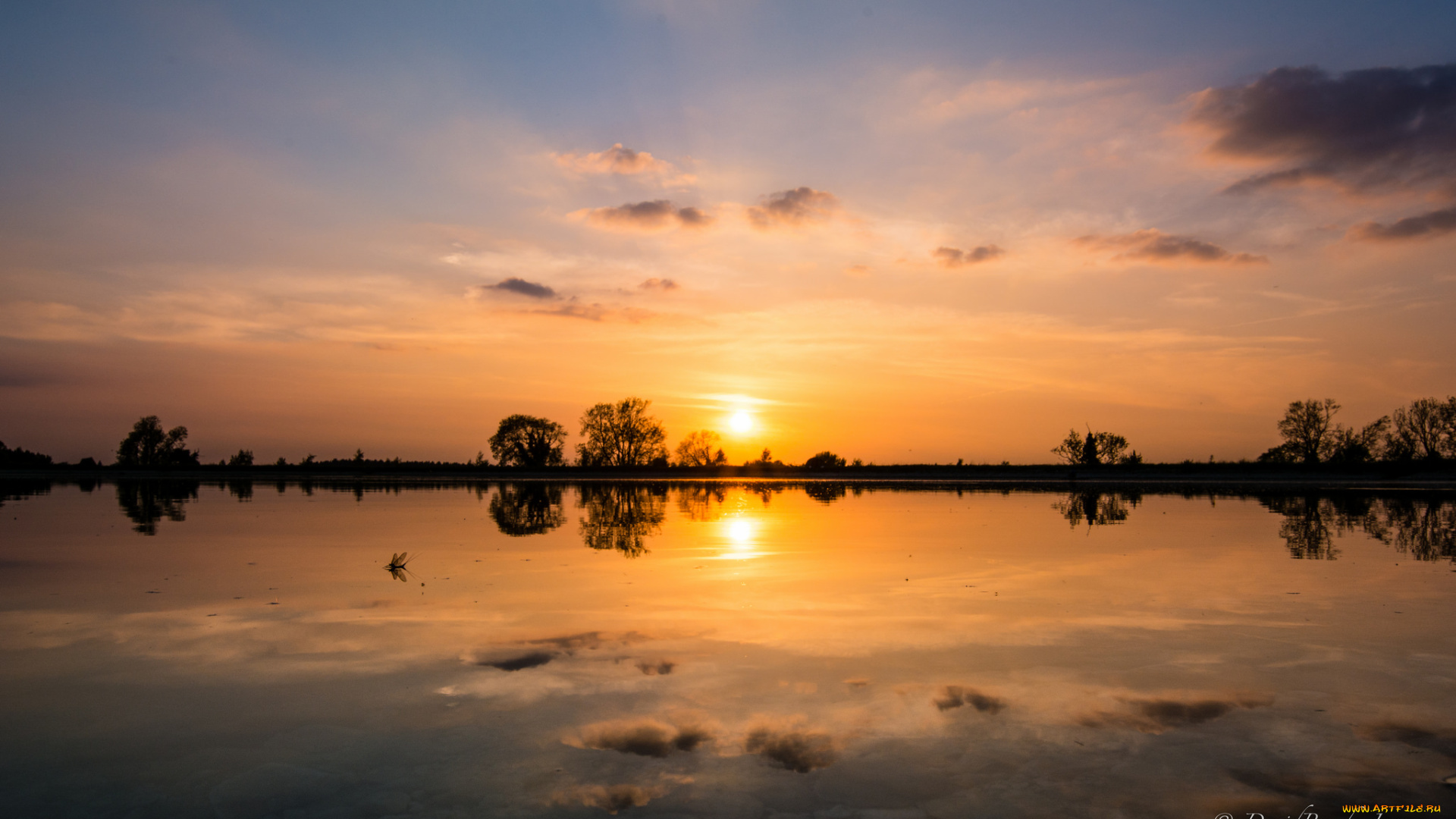 природа, восходы, закаты, закат, озеро, отражение