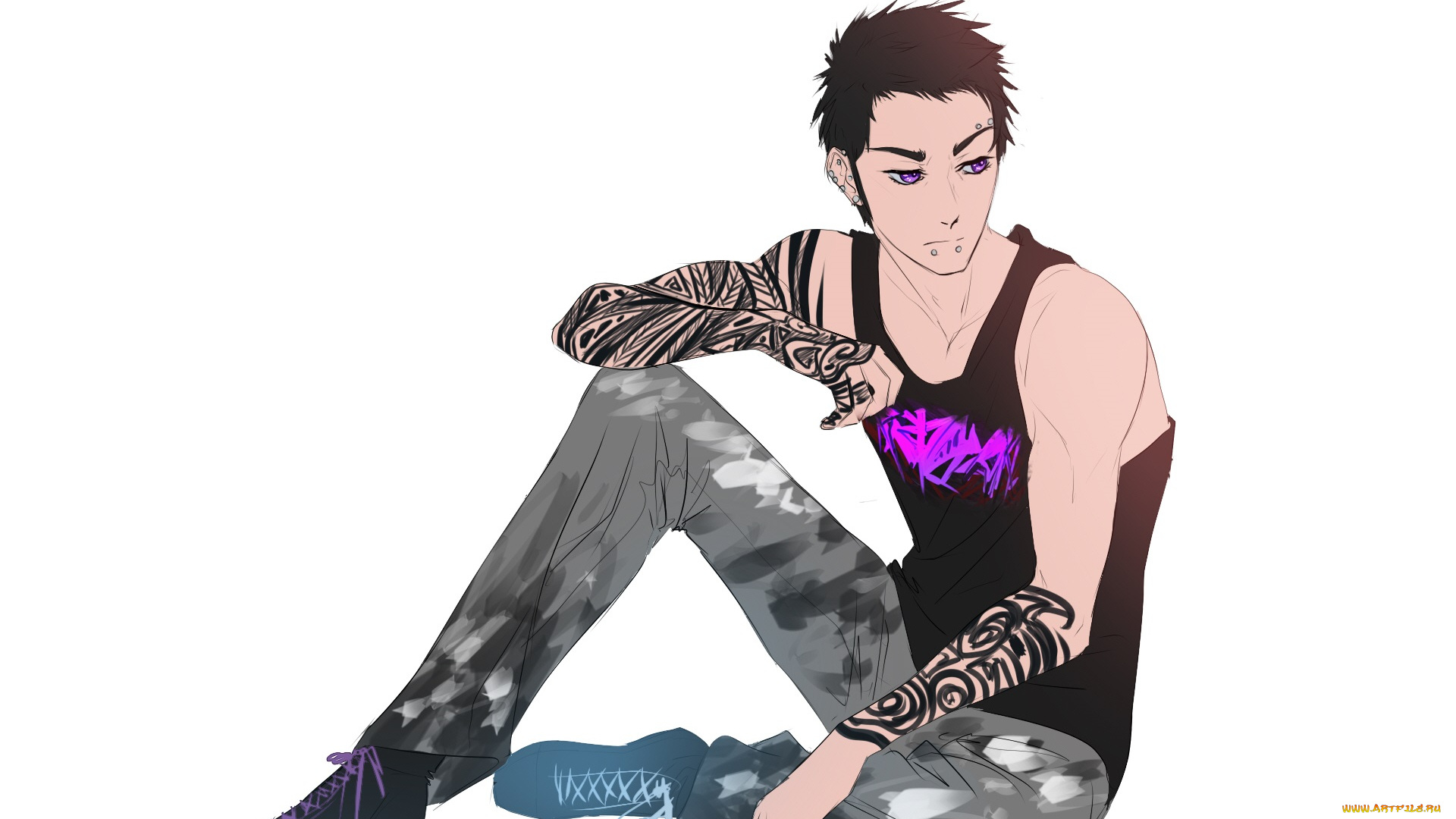 разное, арты, арт, фон, татуировки, парень