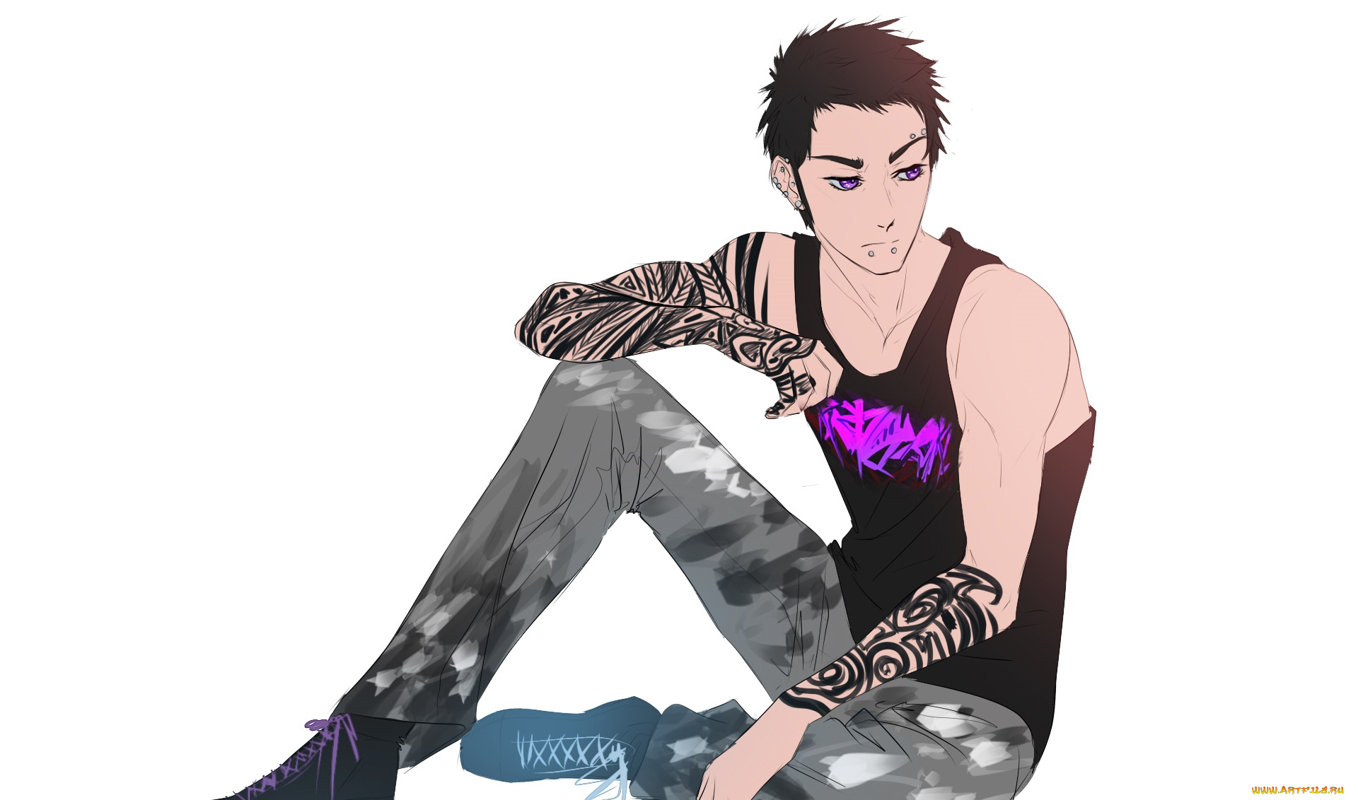 разное, арты, арт, фон, татуировки, парень