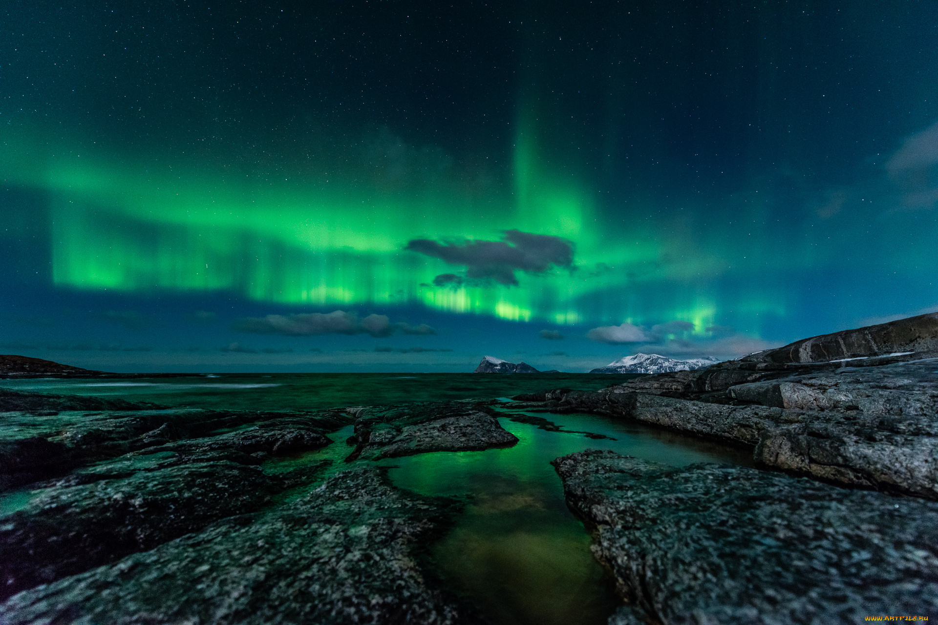 природа, северное, сияние, сполохи