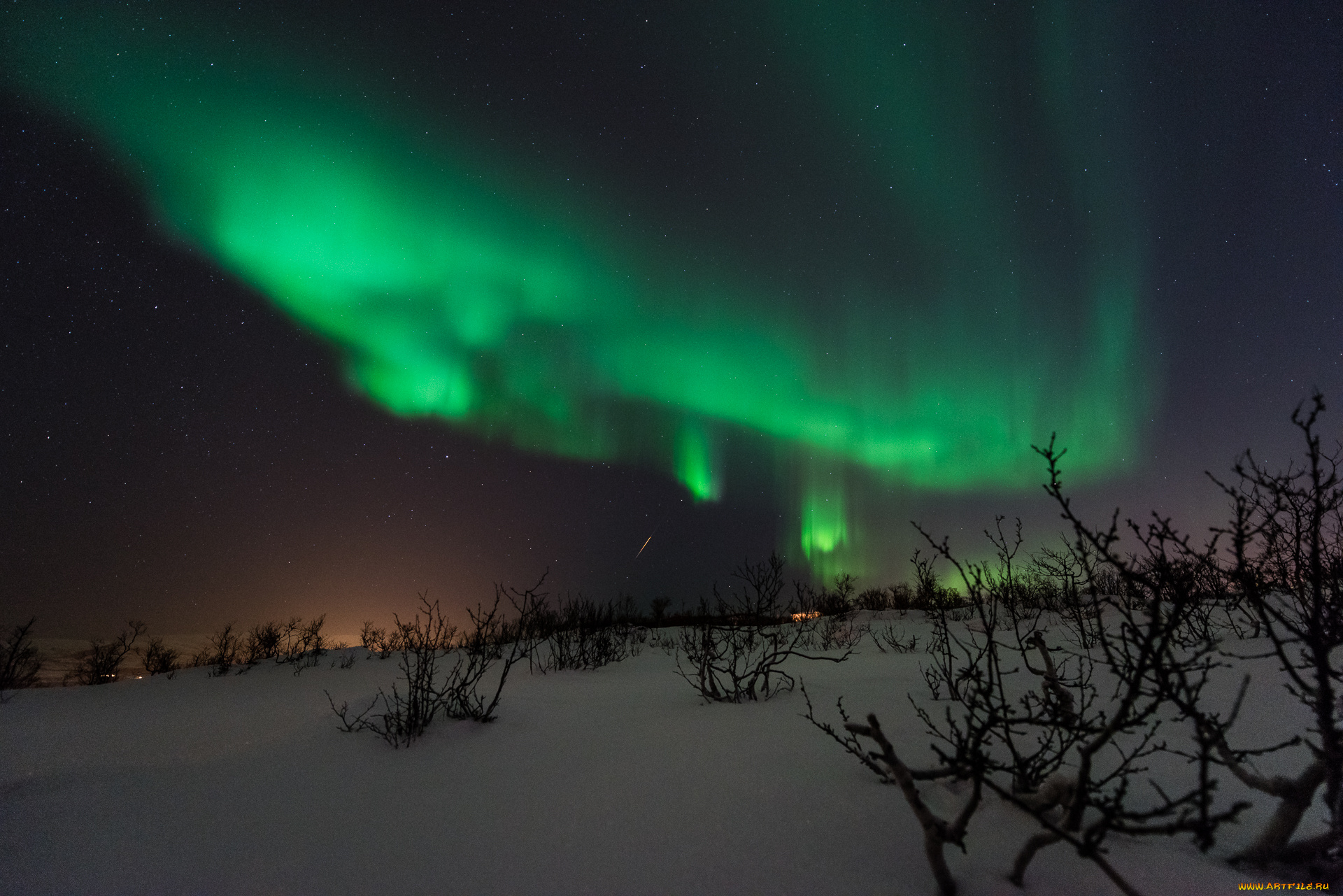 природа, северное, сияние, сполохи