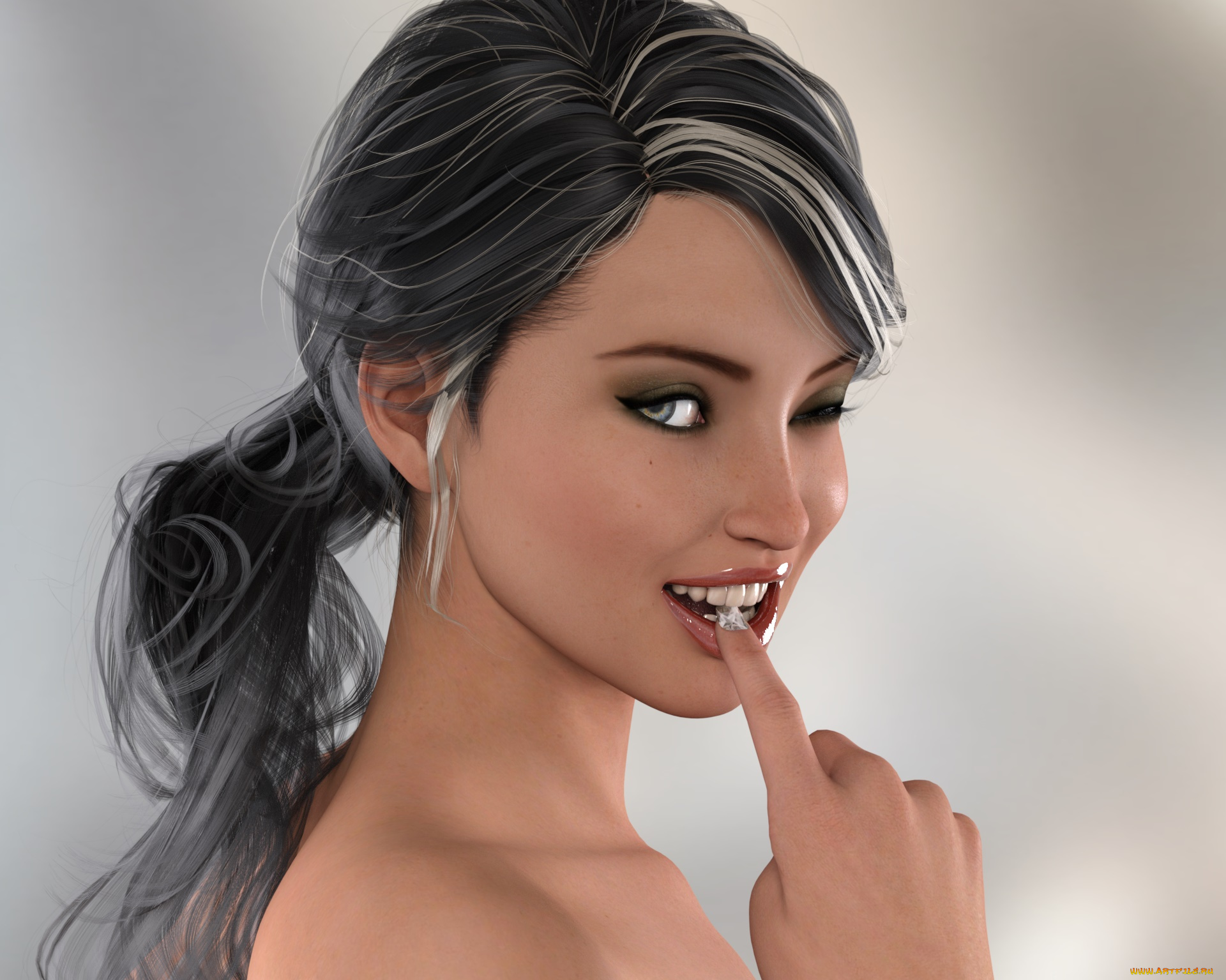 3д, графика, люди, , people, улыбка, взгляд, девушка, фон