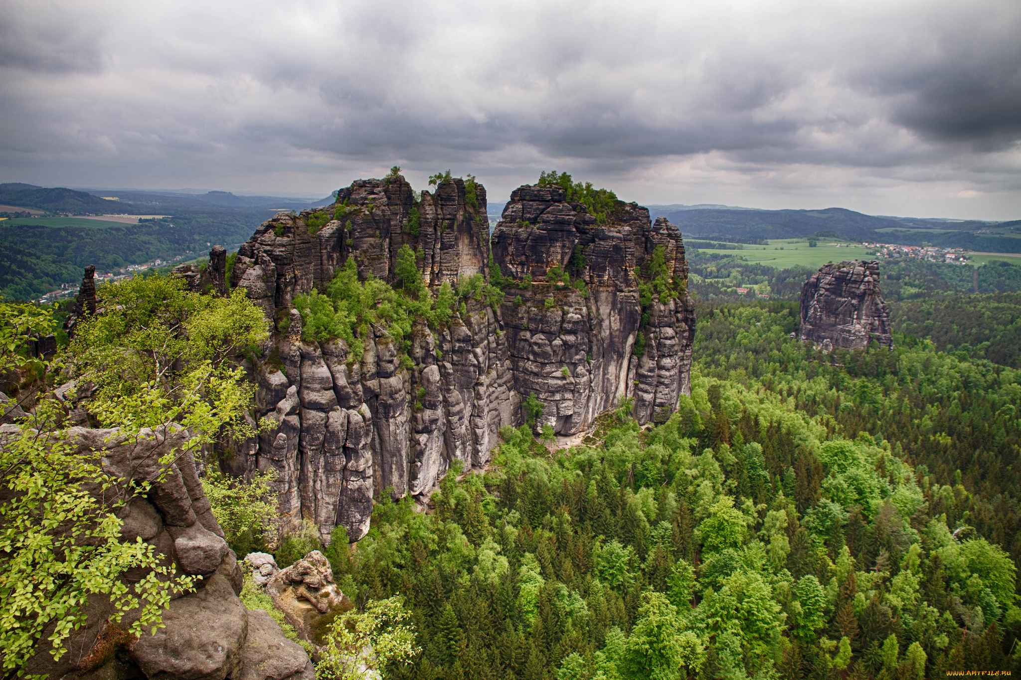 природа, пейзажи, лес, скала, равнина