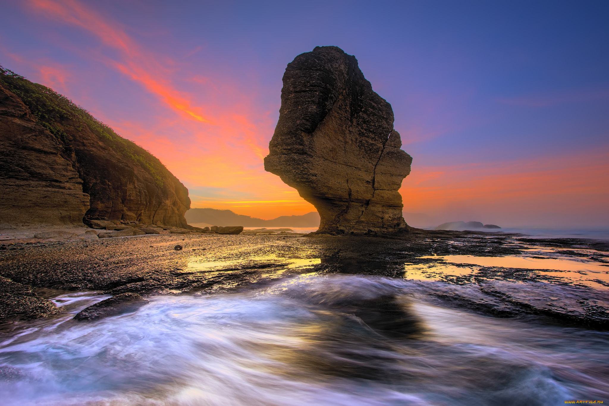 природа, побережье, океан, скала