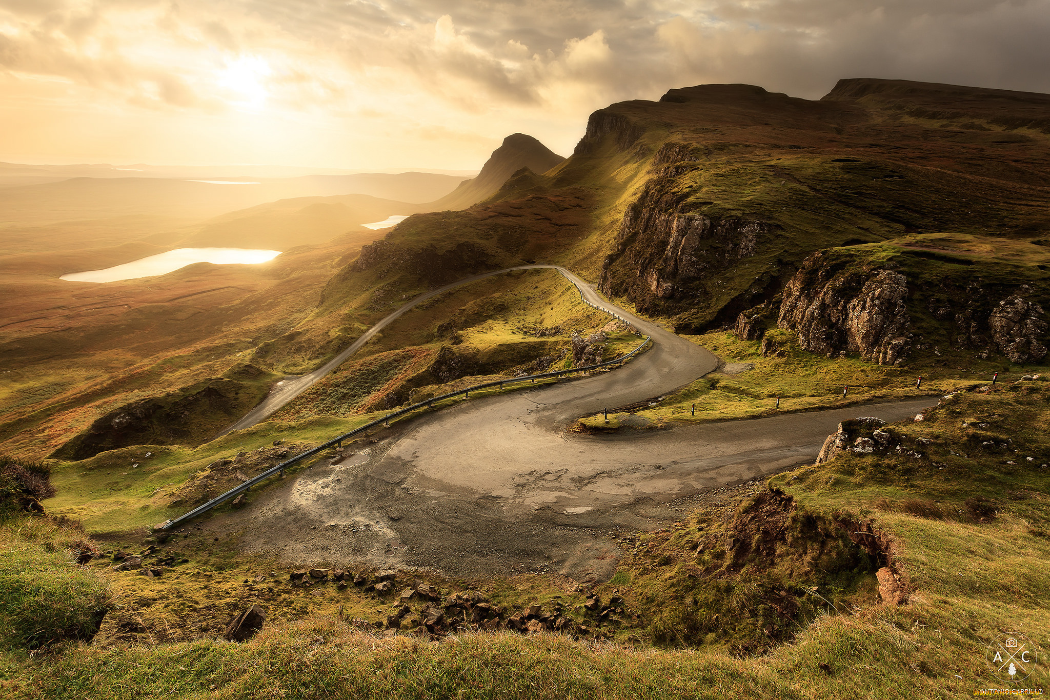 природа, восходы, закаты, горы, склон, утро, дорога, восход