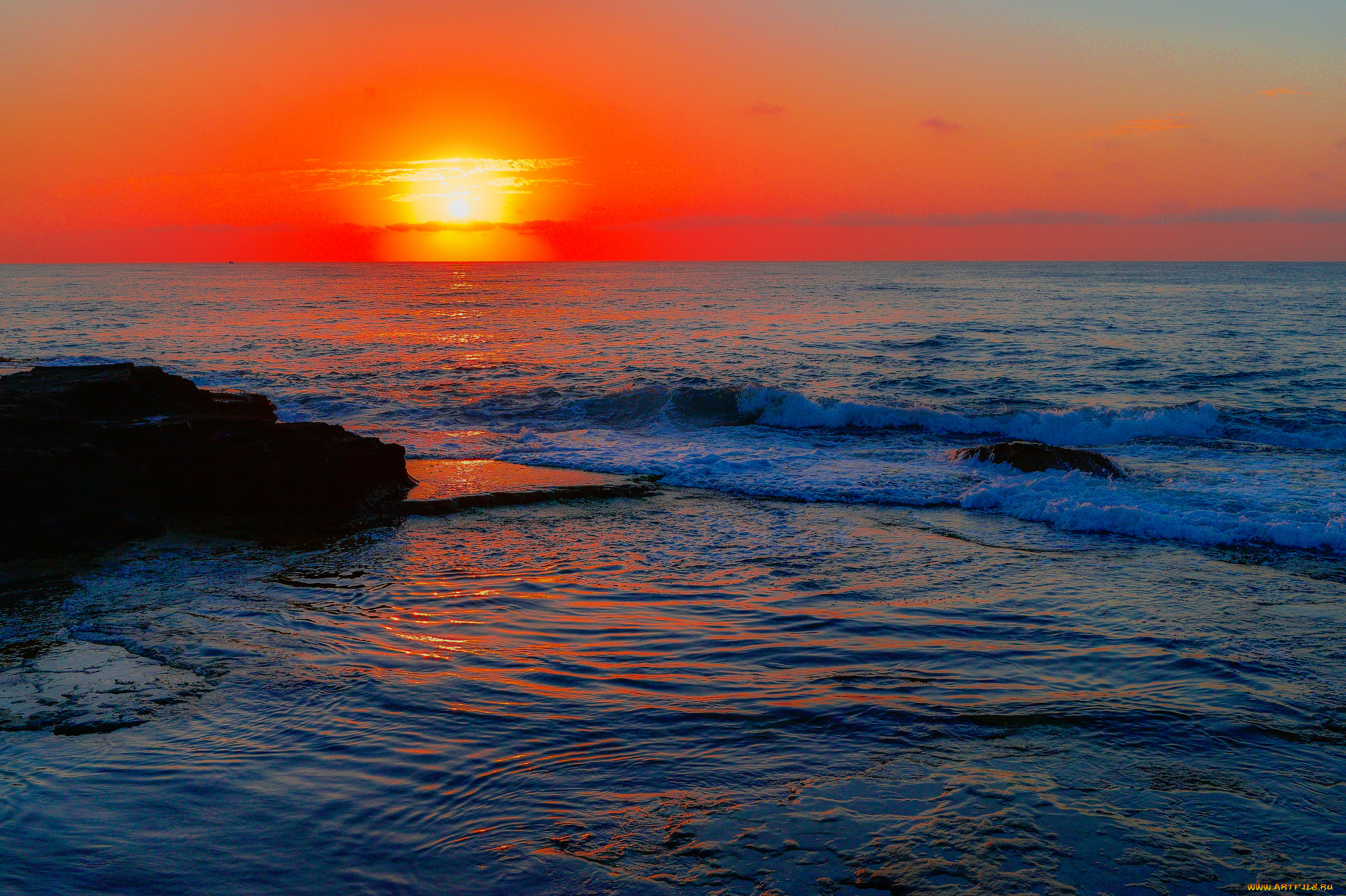 природа, восходы, закаты, закат, океан