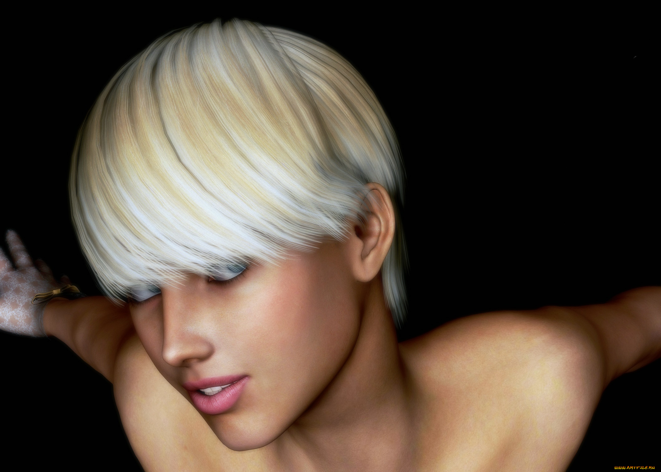 3д, графика, портрет, , portraits, девушка, взгляд, фон, блондинка