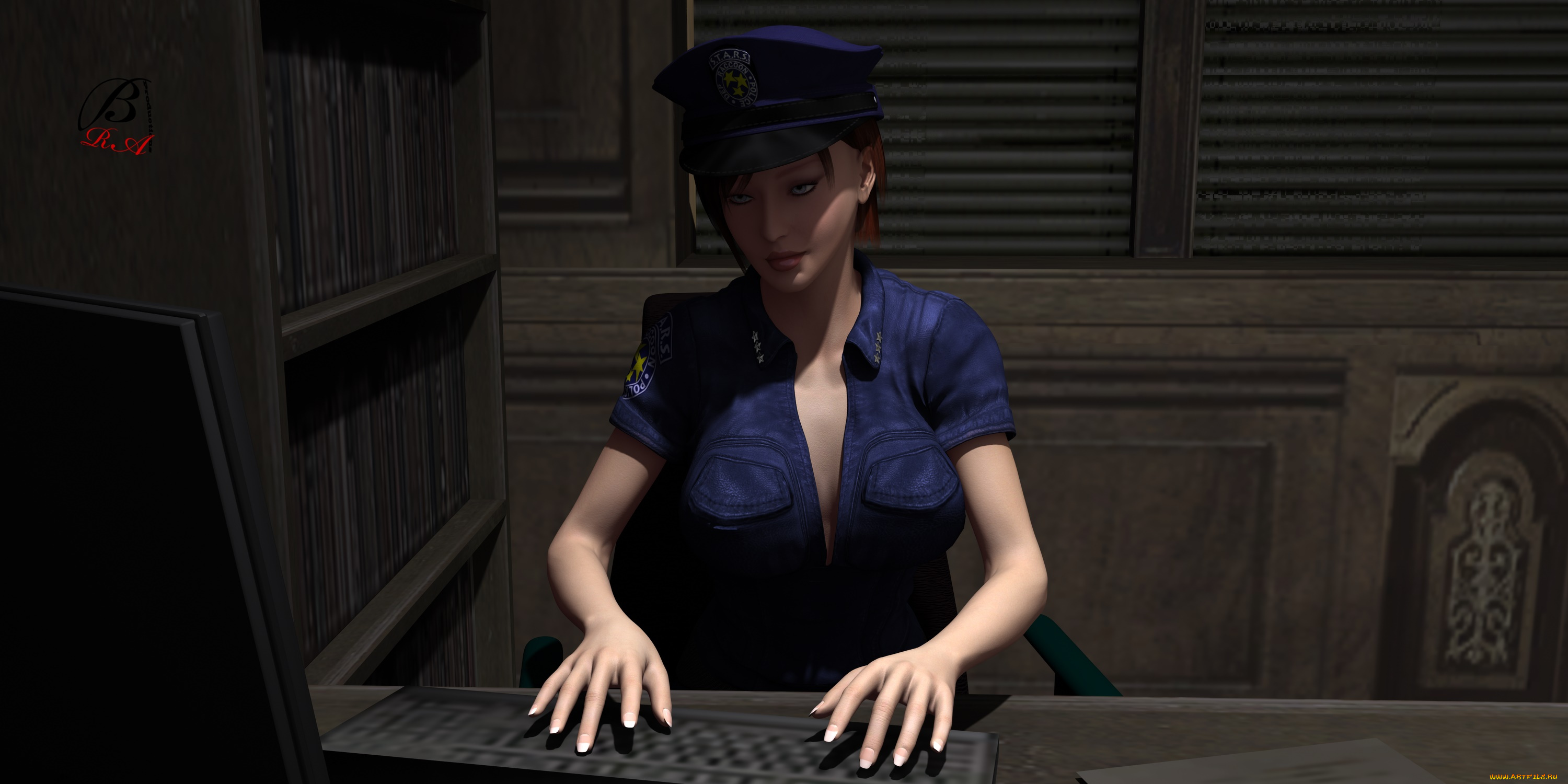 3д, графика, люди, , people, клавиатура, фон, взгляд, девушка