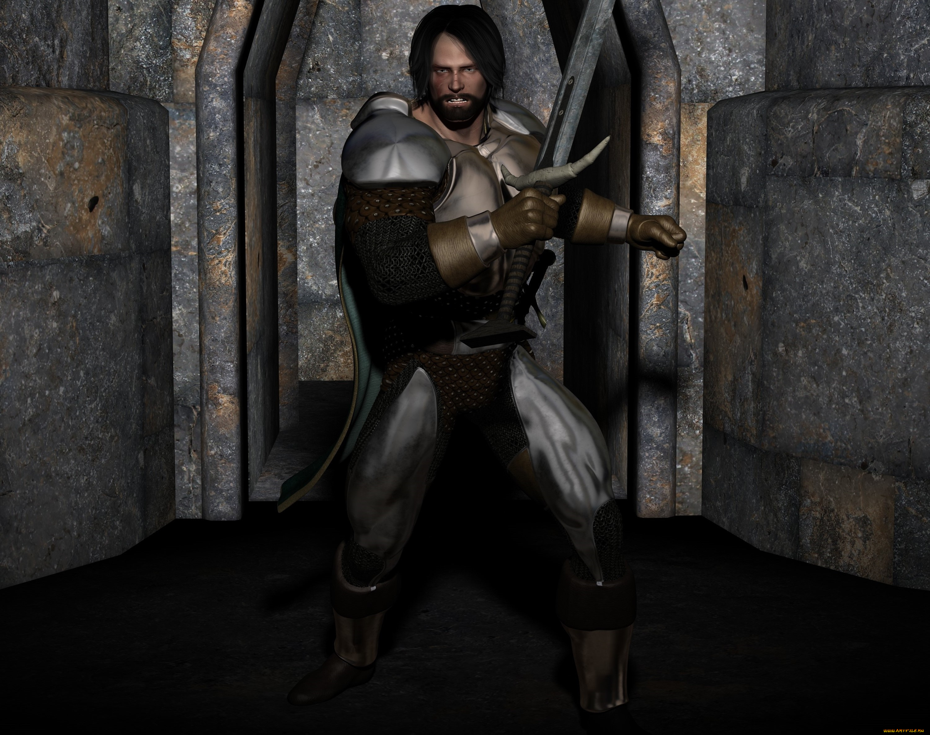 3д, графика, фантазия, , fantasy, фон, взгляд, мужчина, оружие