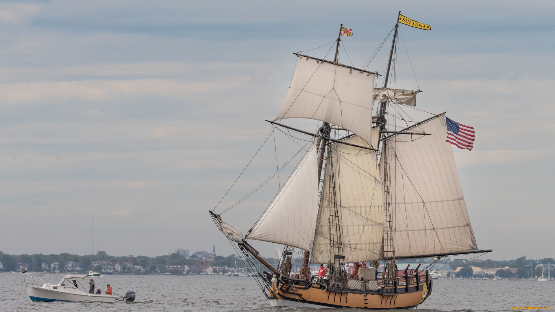 корабли, парусники, паруса, мачты