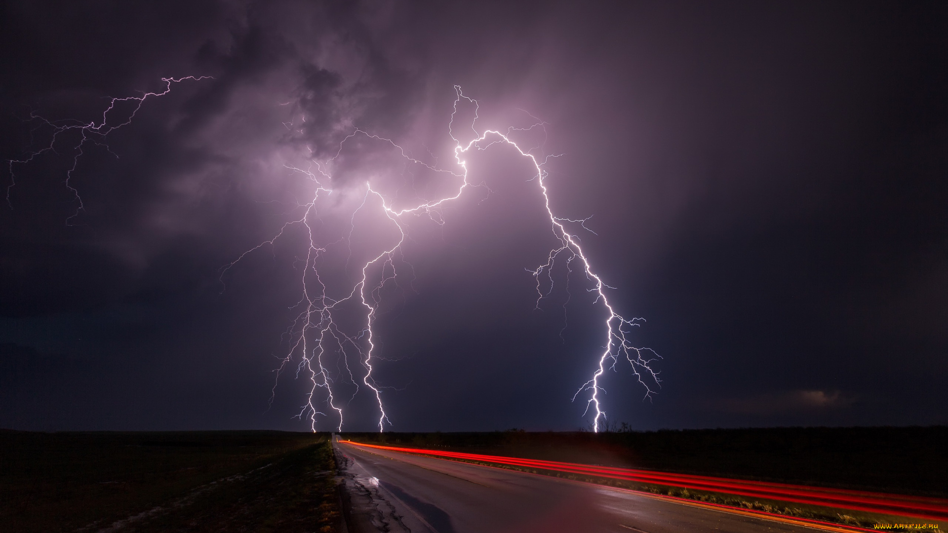 природа, молния, , гроза, дорога