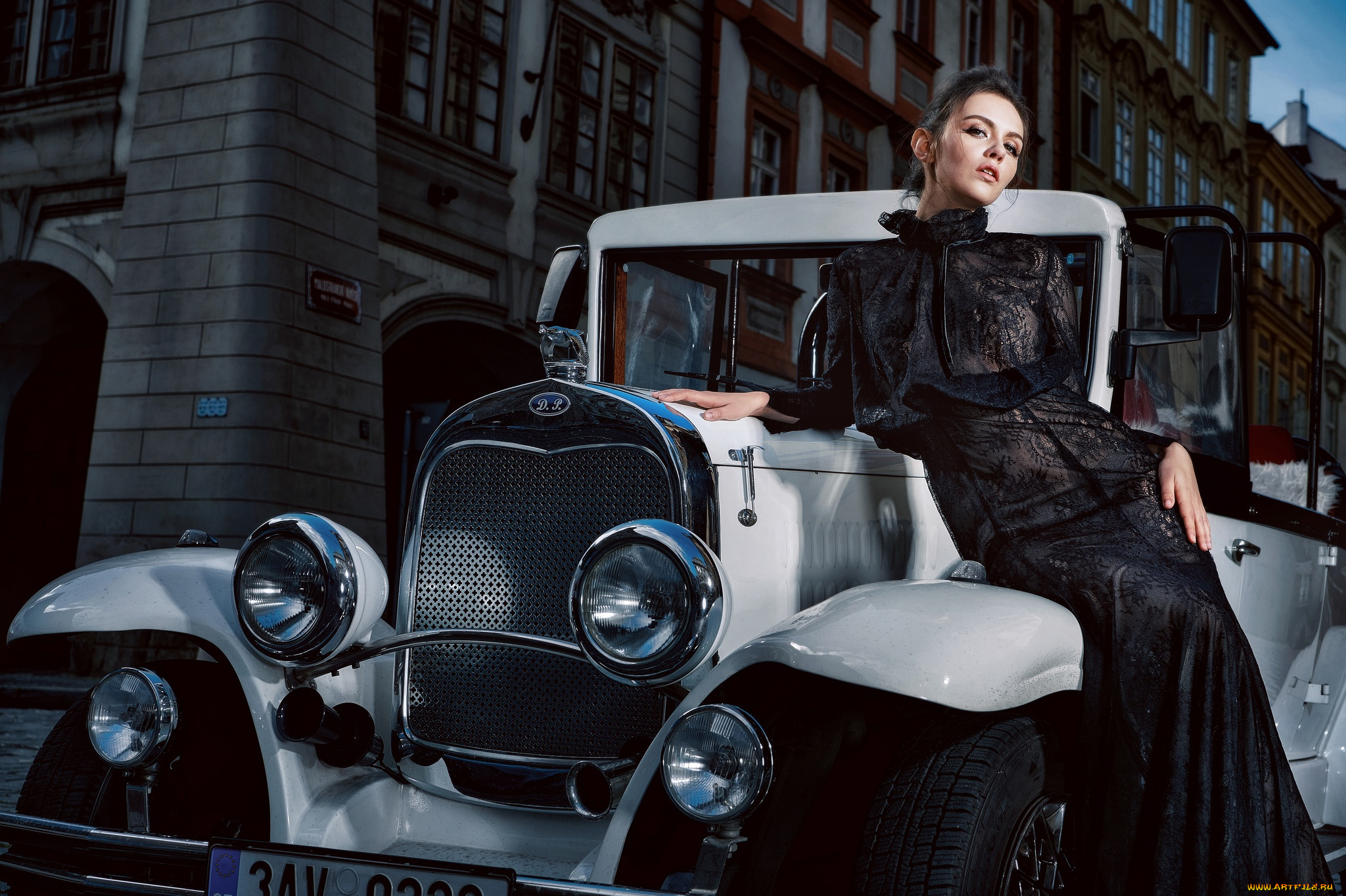 автомобили, -авто, с, девушками, машина, авто, платье, стиль, ретро, девушка