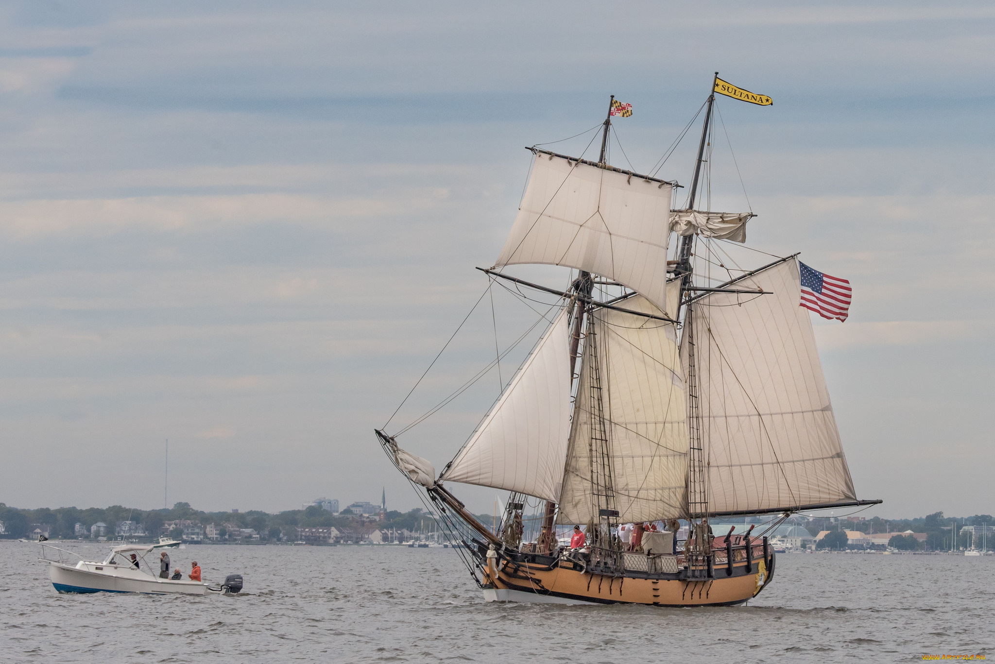 корабли, парусники, паруса, мачты