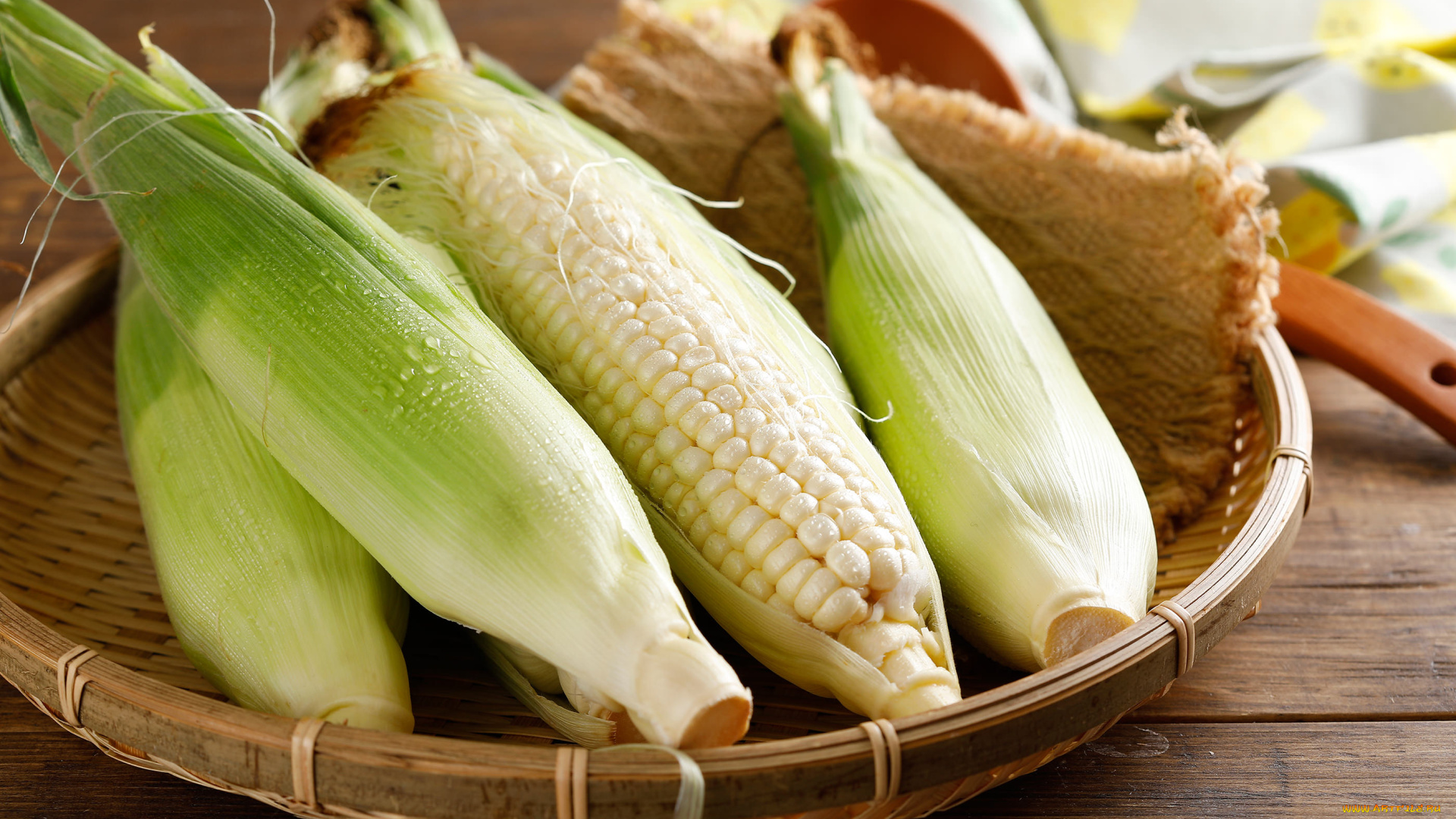 еда, кукуруза, корзина, капли