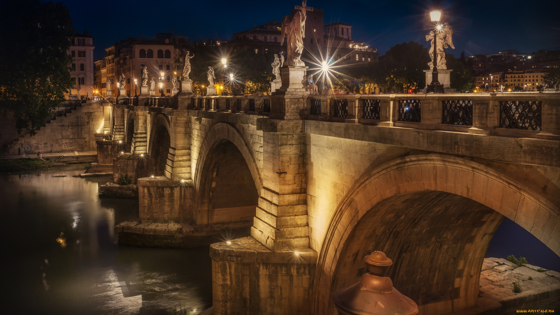 rome, , bridge, st, angelo, города, рим, , ватикан, , италия, река, мост, замок