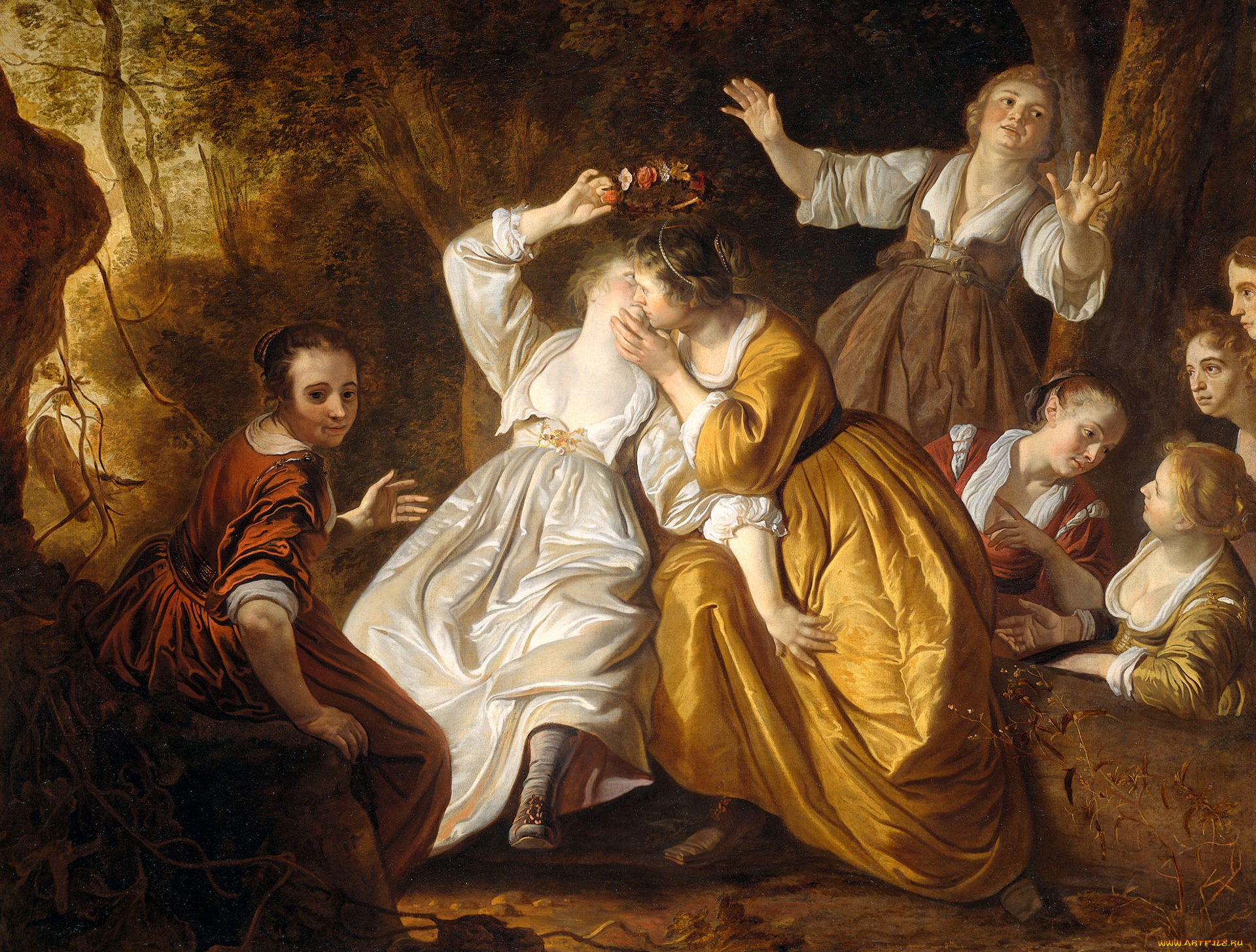 рисованное, живопись, амариллис, коронует, миртилло, Якоб, ван, лоо, холст, картина, масло, мифология