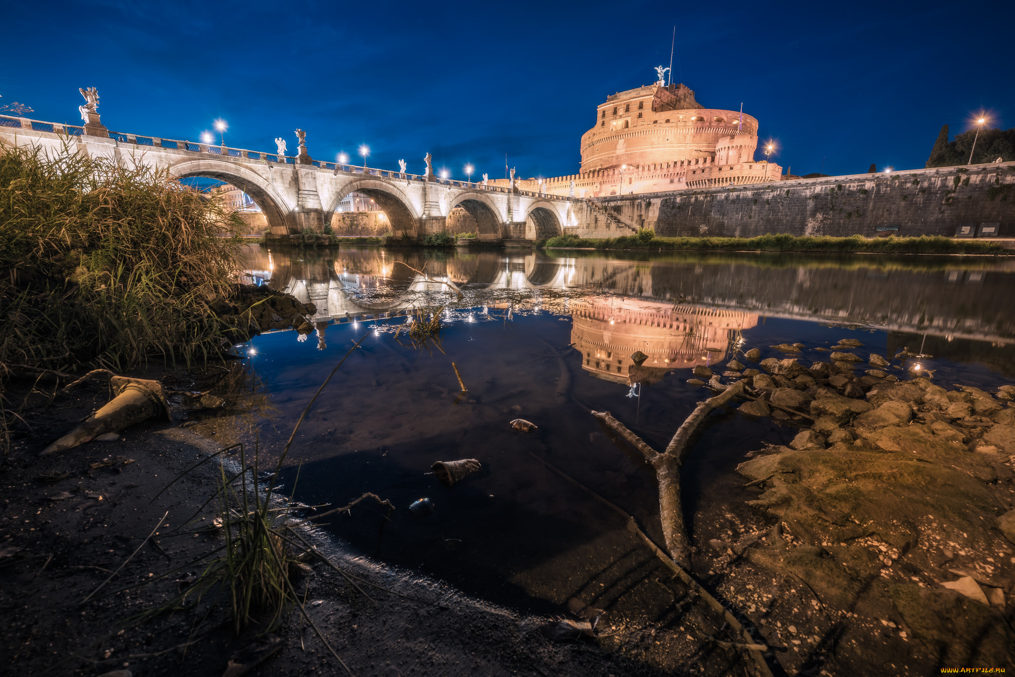 rome, -, castel, sant`angelo, города, рим, , ватикан, , италия, река, мост, замок