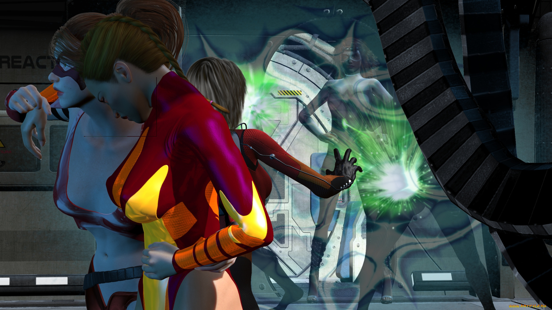 3д, графика, фантазия, , fantasy, девушки, взгляд, фон