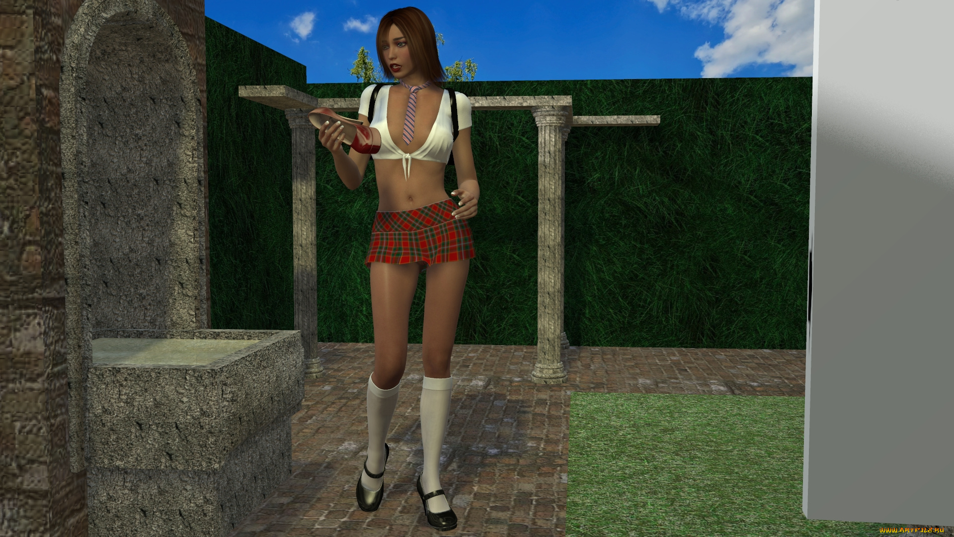 3д, графика, фантазия, , fantasy, фон, взгляд, девушка