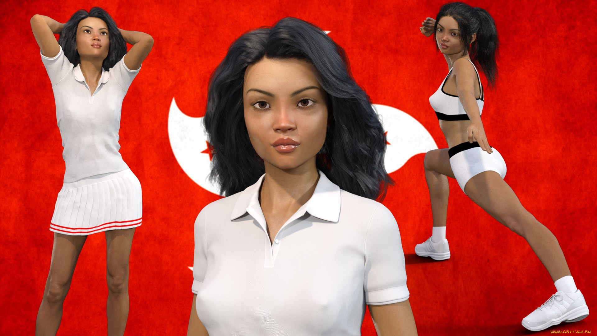 3д, графика, спорт, , sport, взгляд, фон, девушка