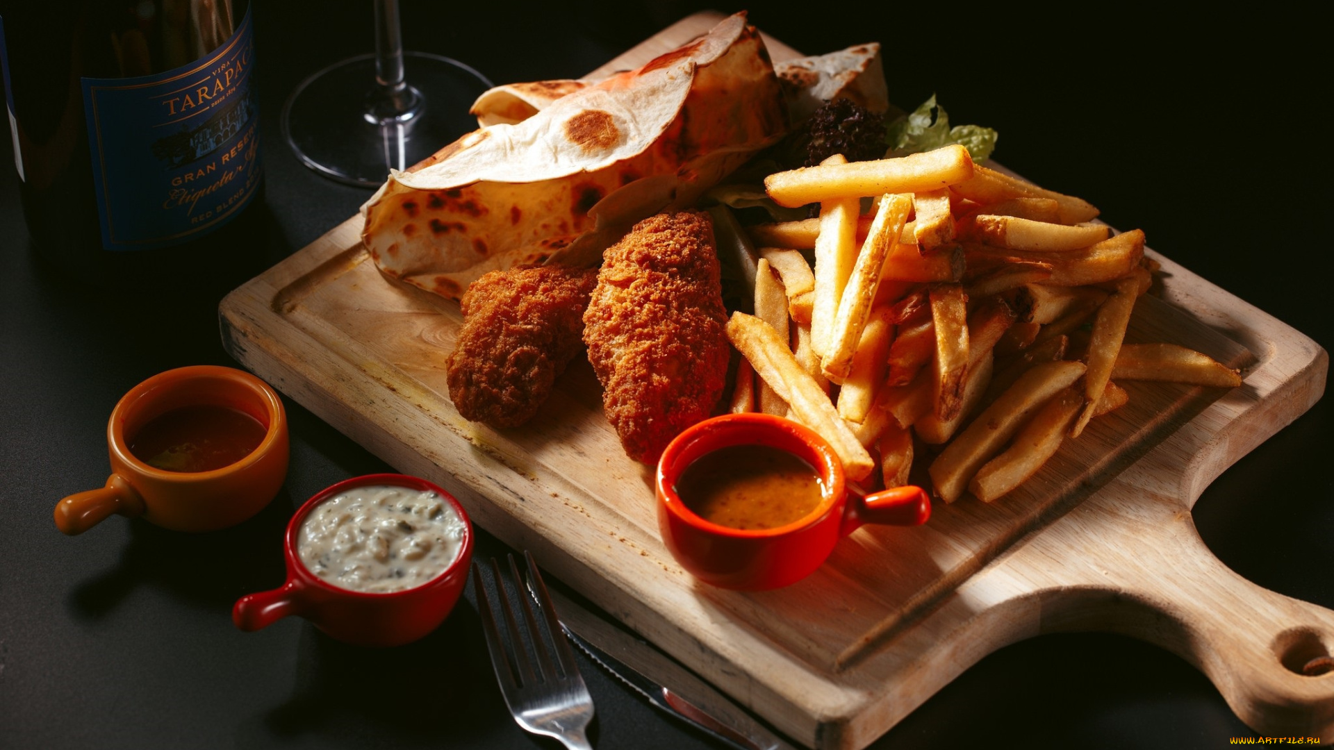 еда, картофель, соусы, фри