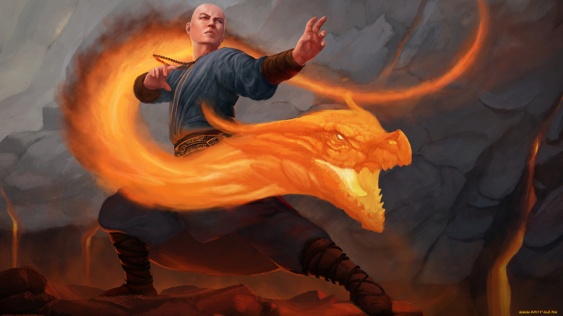 фэнтези, маги, , волшебники, дракон, огонь, фон, мужчина