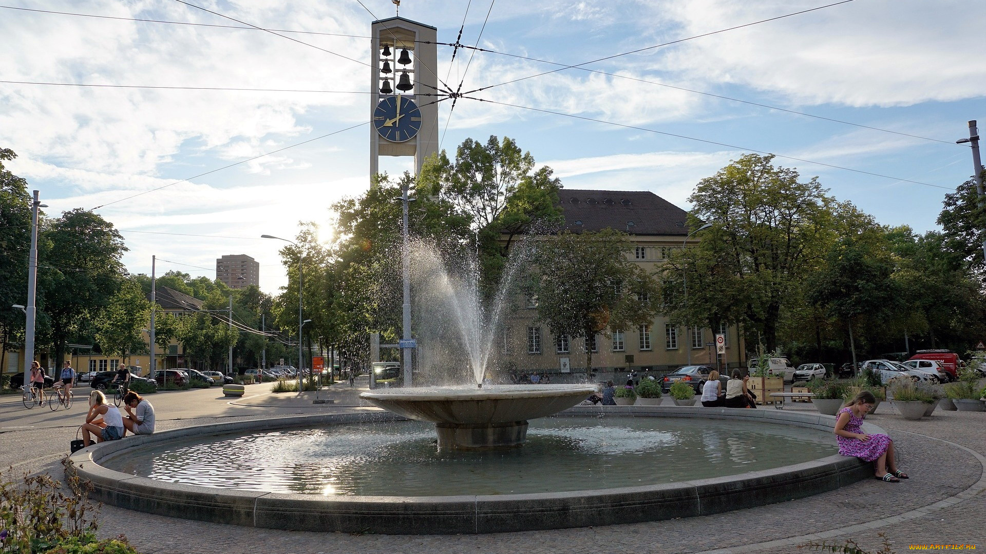 города, цюрих, , швейцария, фонтан