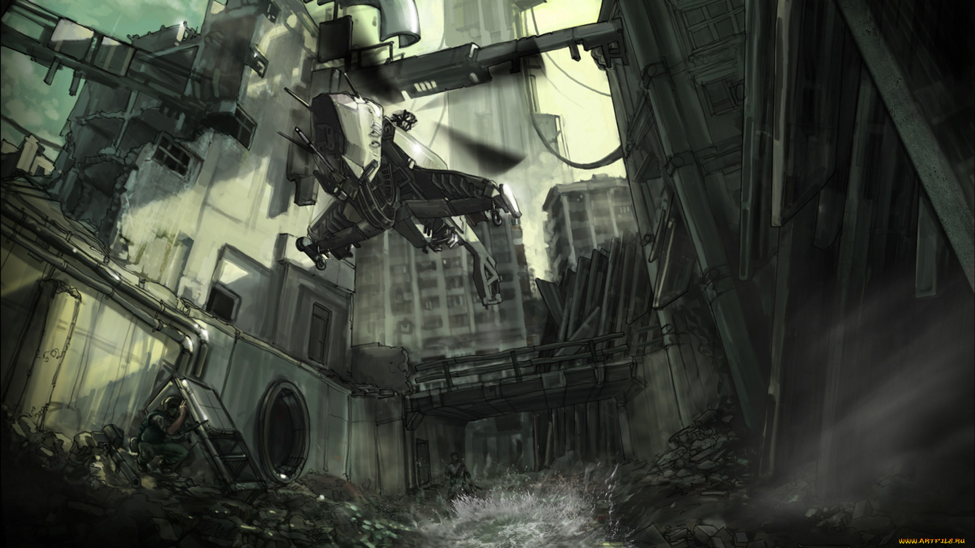 календари, фэнтези, звездолет, разрушение, здание