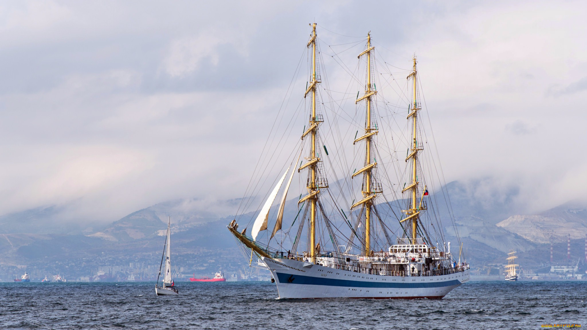 корабли, парусники, паруса, мачты