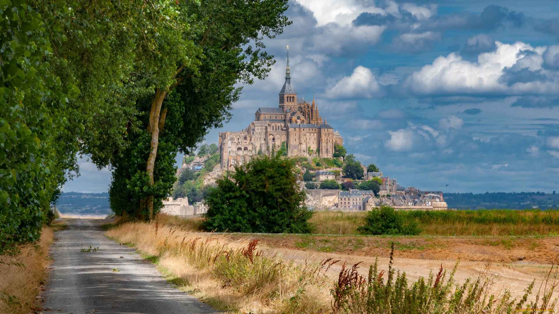 mont-saint-michel, города, крепость, мон-сен-мишель, , франция, простор