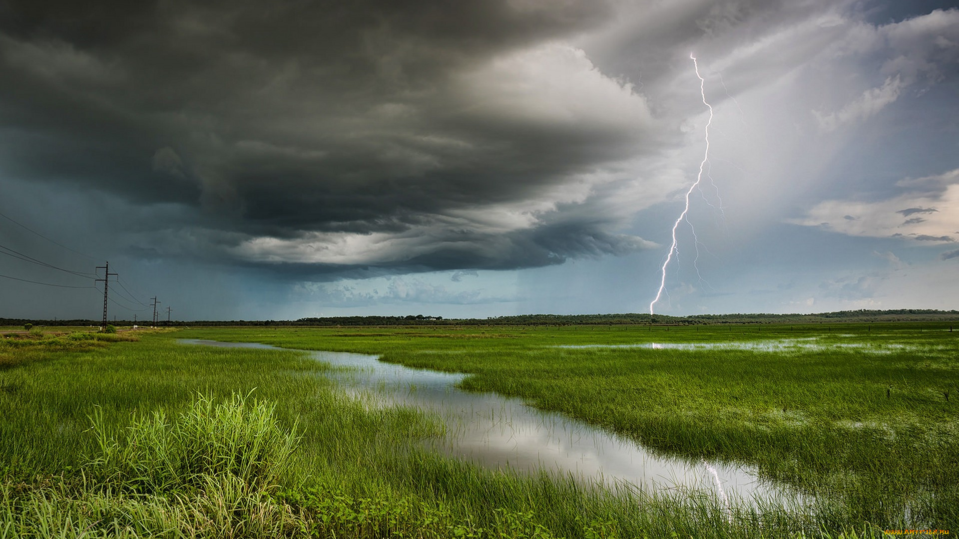 природа, молния, , гроза, простор