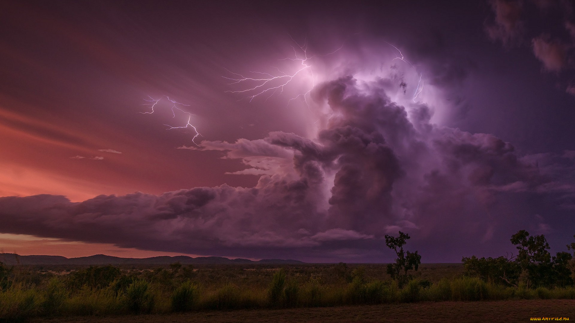 природа, молния, , гроза, простор