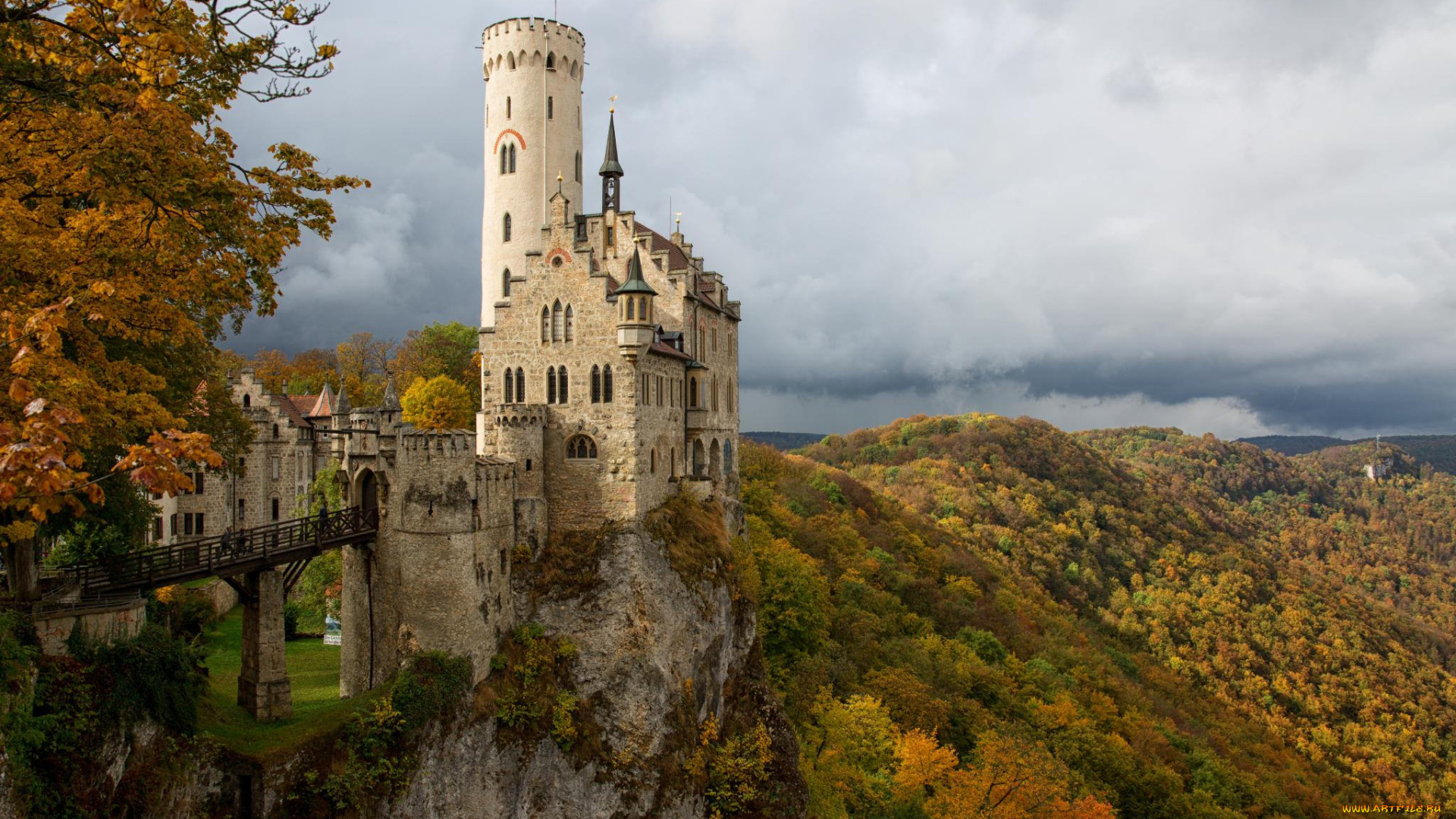 schloss, lichtenstein, города, замки, германии, простор