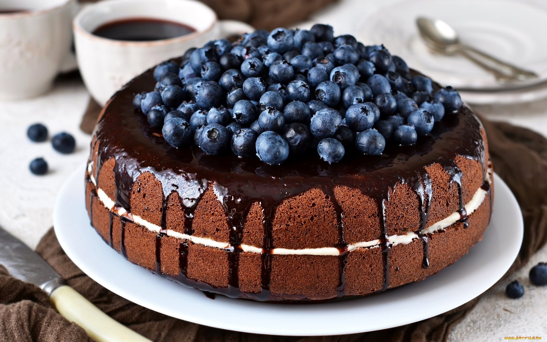 еда, торты, глазурь, торт, черника
