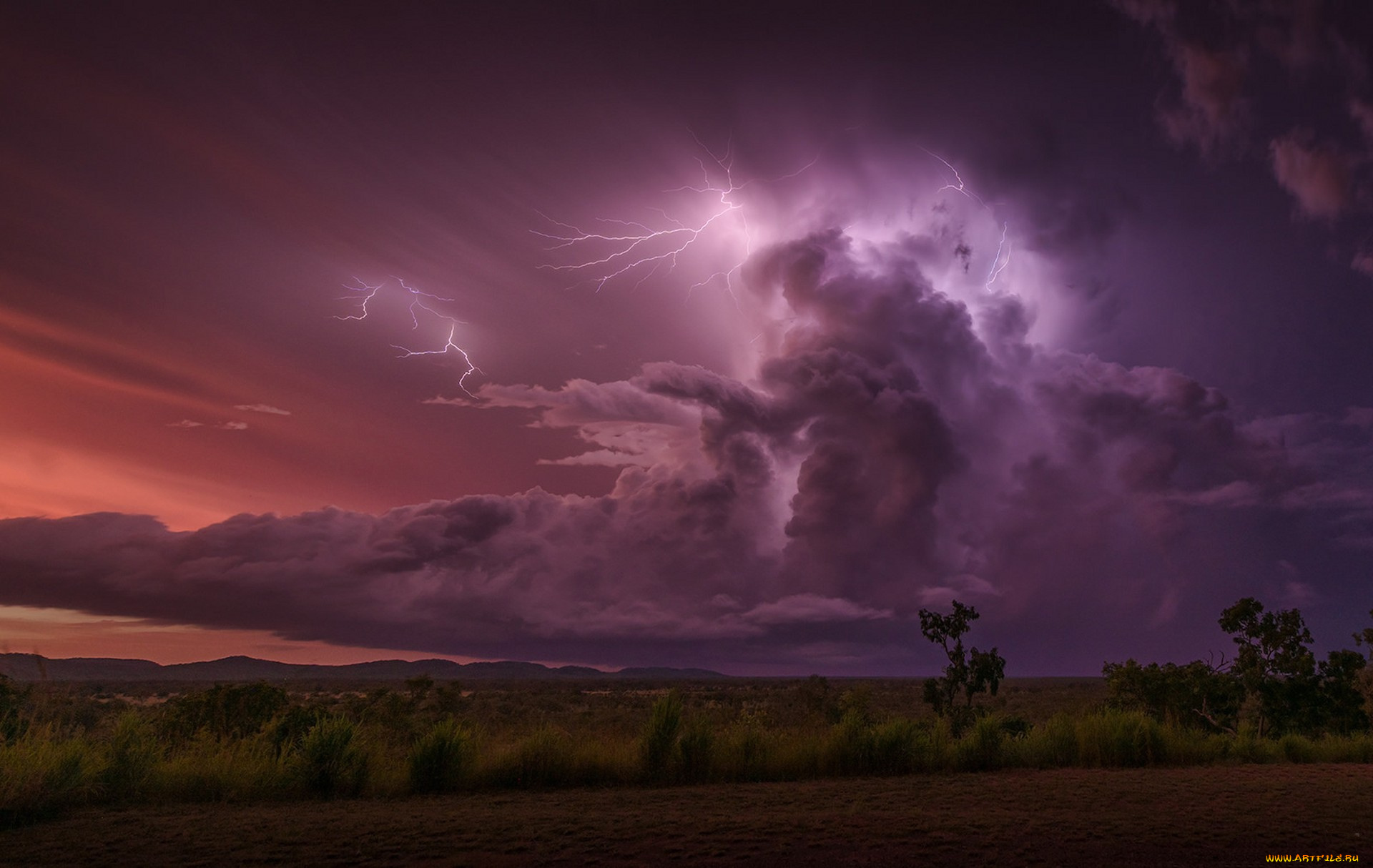 природа, молния, , гроза, простор