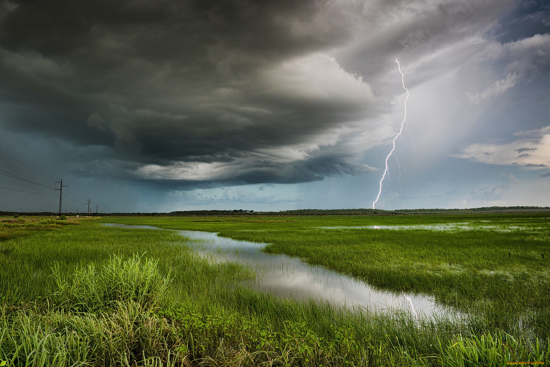 природа, молния, , гроза, простор
