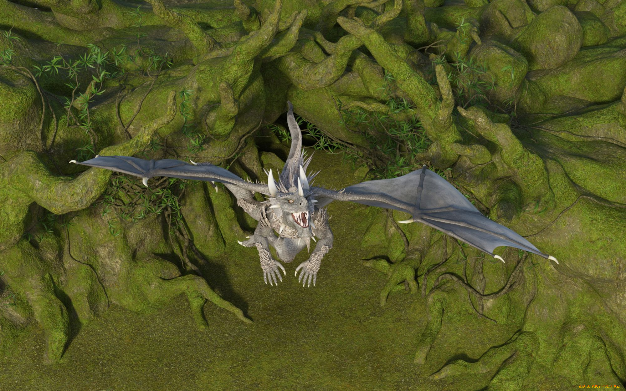 3д, графика, существа, , creatures, полет, дракон