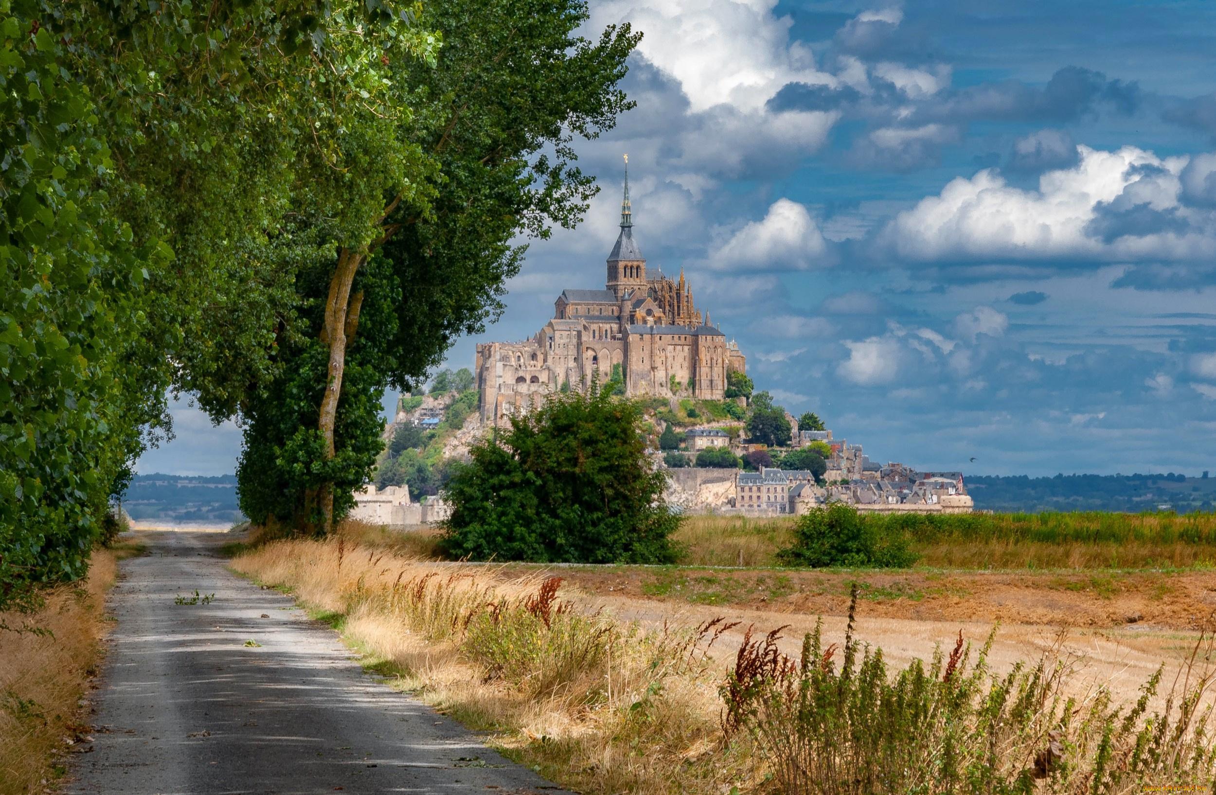 mont-saint-michel, города, крепость, мон-сен-мишель, , франция, простор