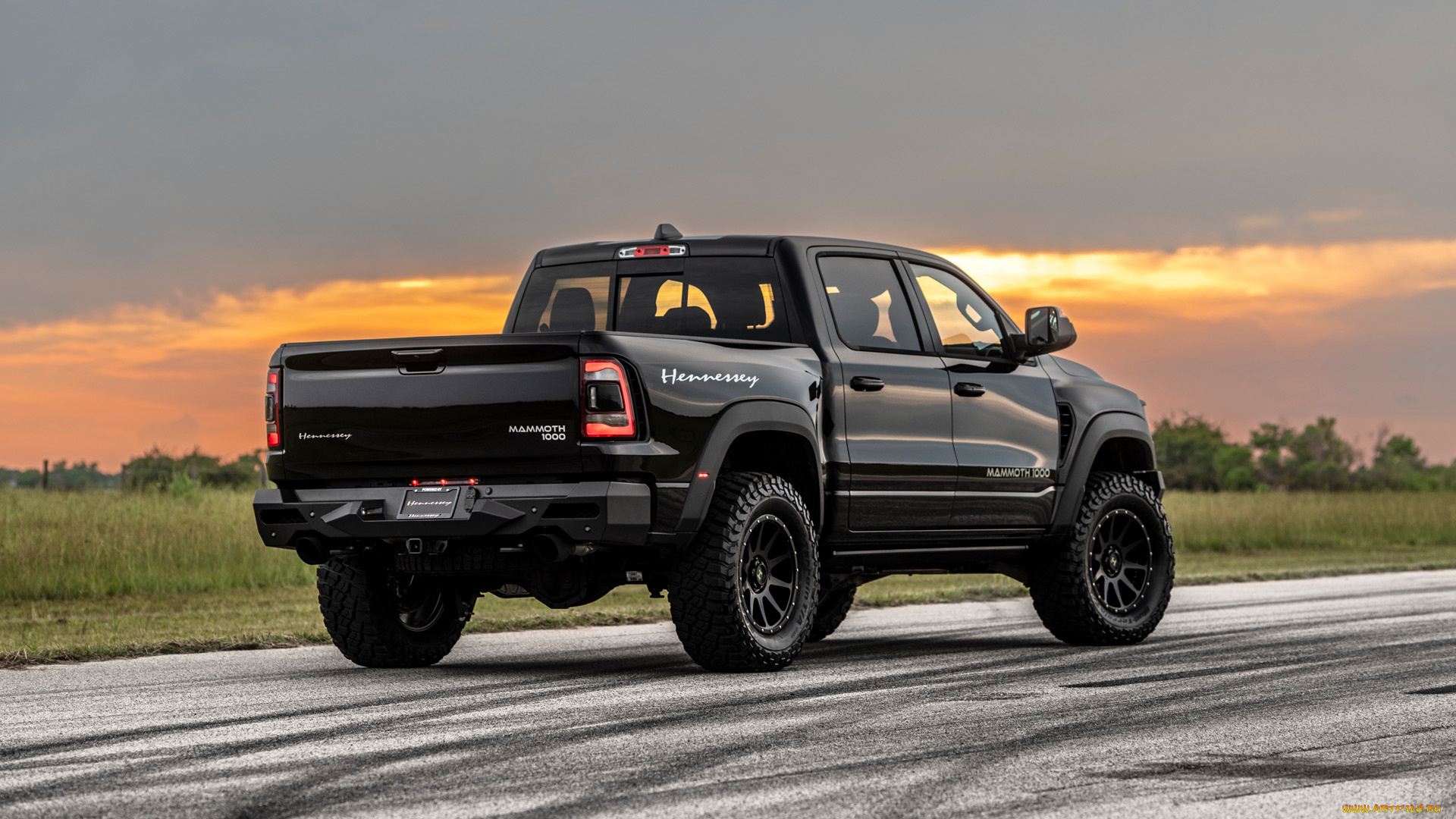автомобили, dodge, 2021, hennessey, mammoth, 1000trx, вид, сзади, ram, закат
