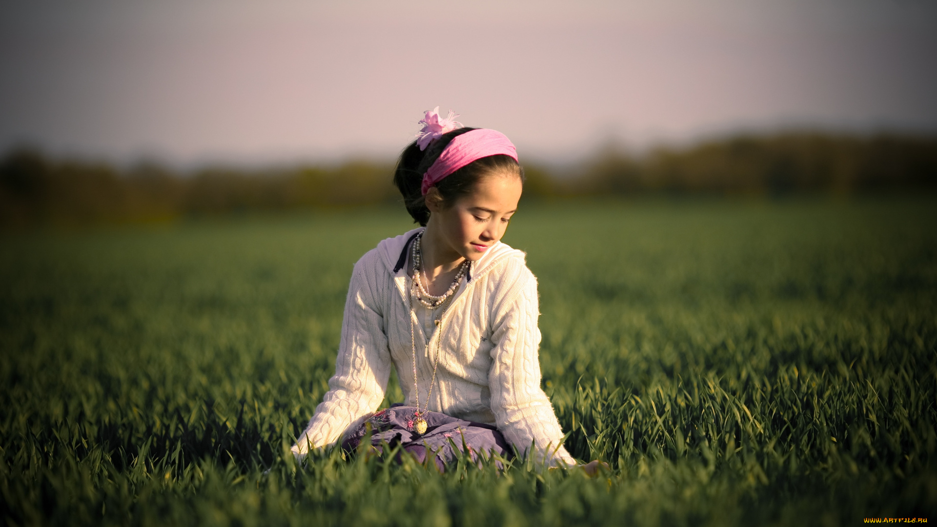 разное, дети, девочка, трава, лужайка