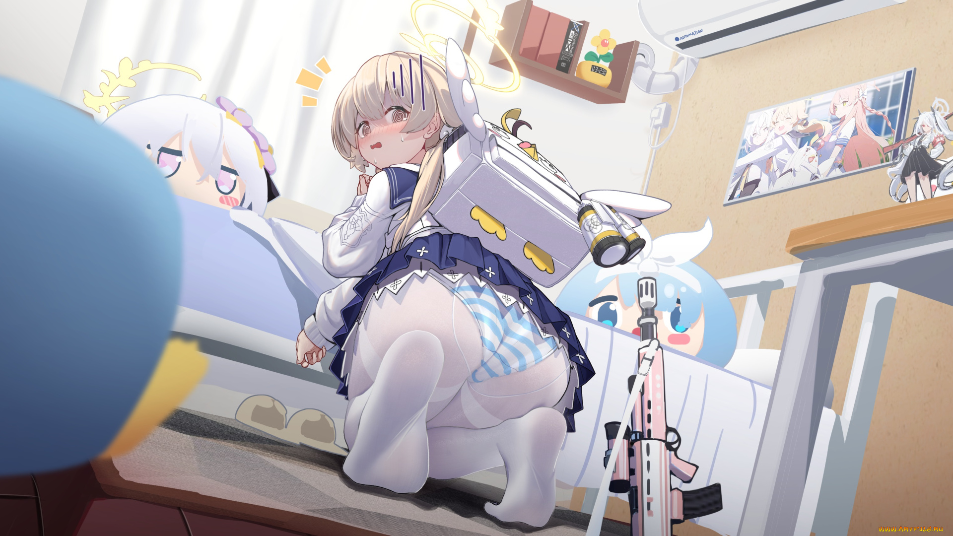 аниме, blue, archive, девушка