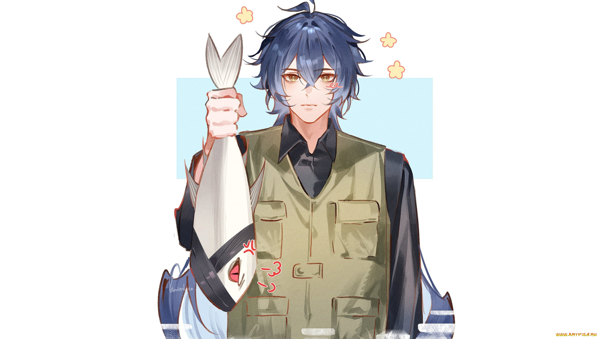 аниме, genshin, impact, парень