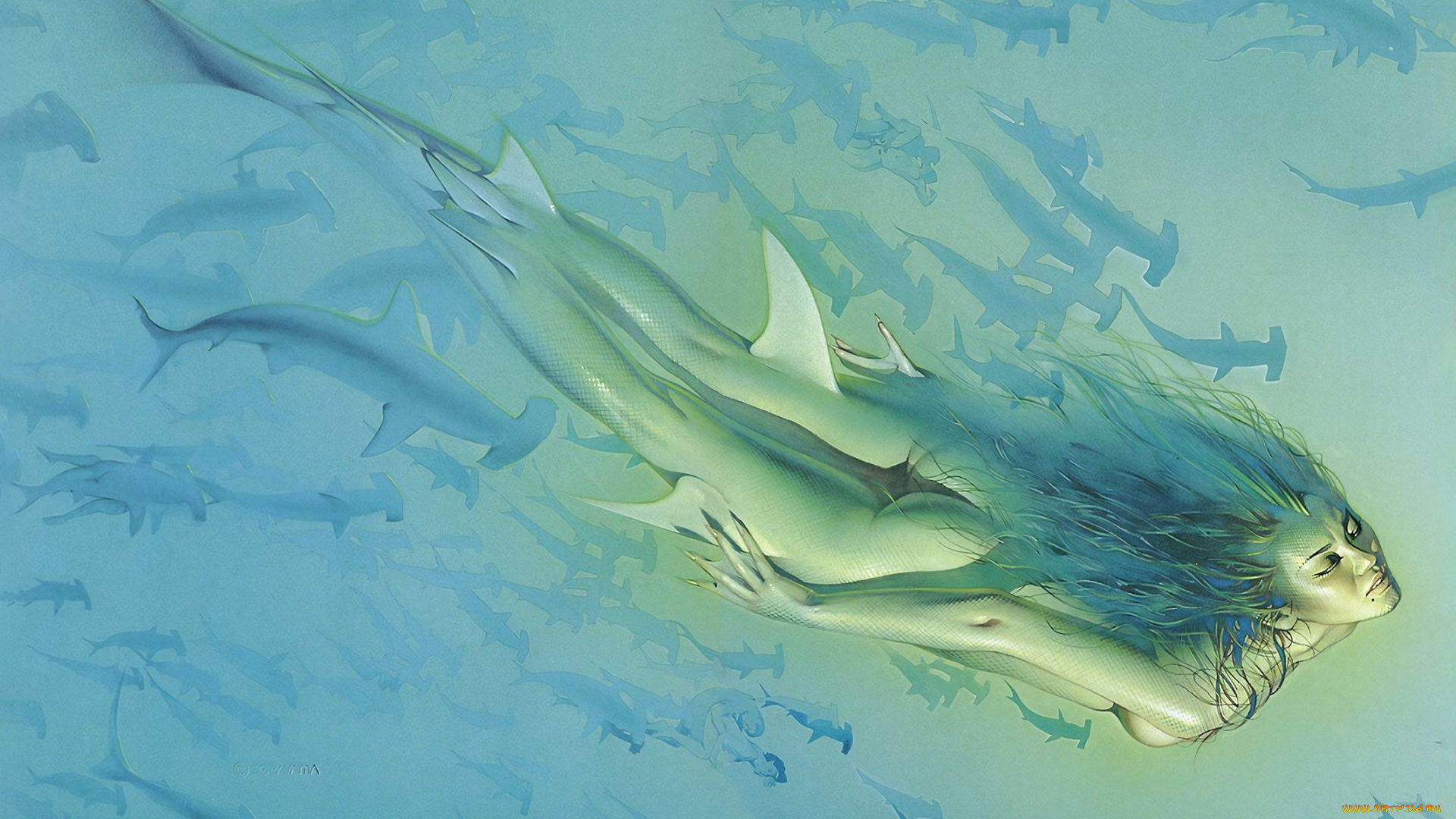 hajime, sorayama, фэнтези, русалки, русалка