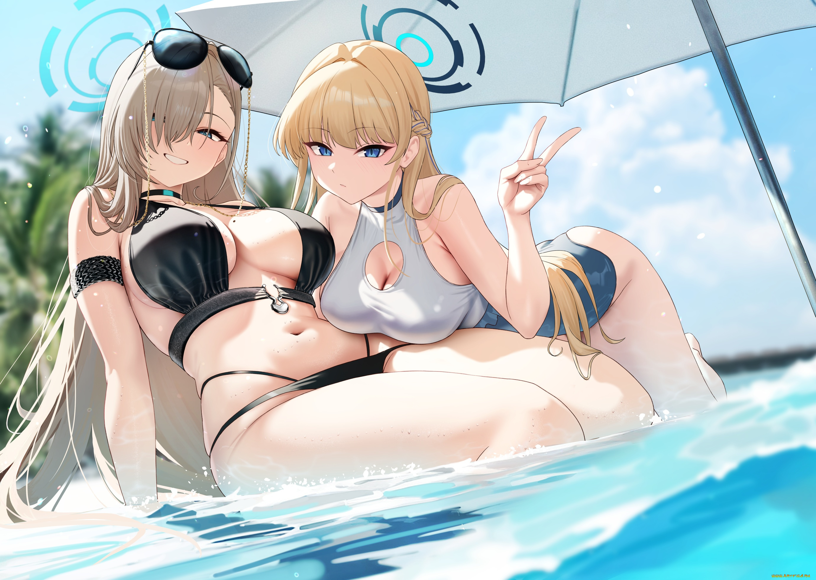 аниме, blue, archive, девушки