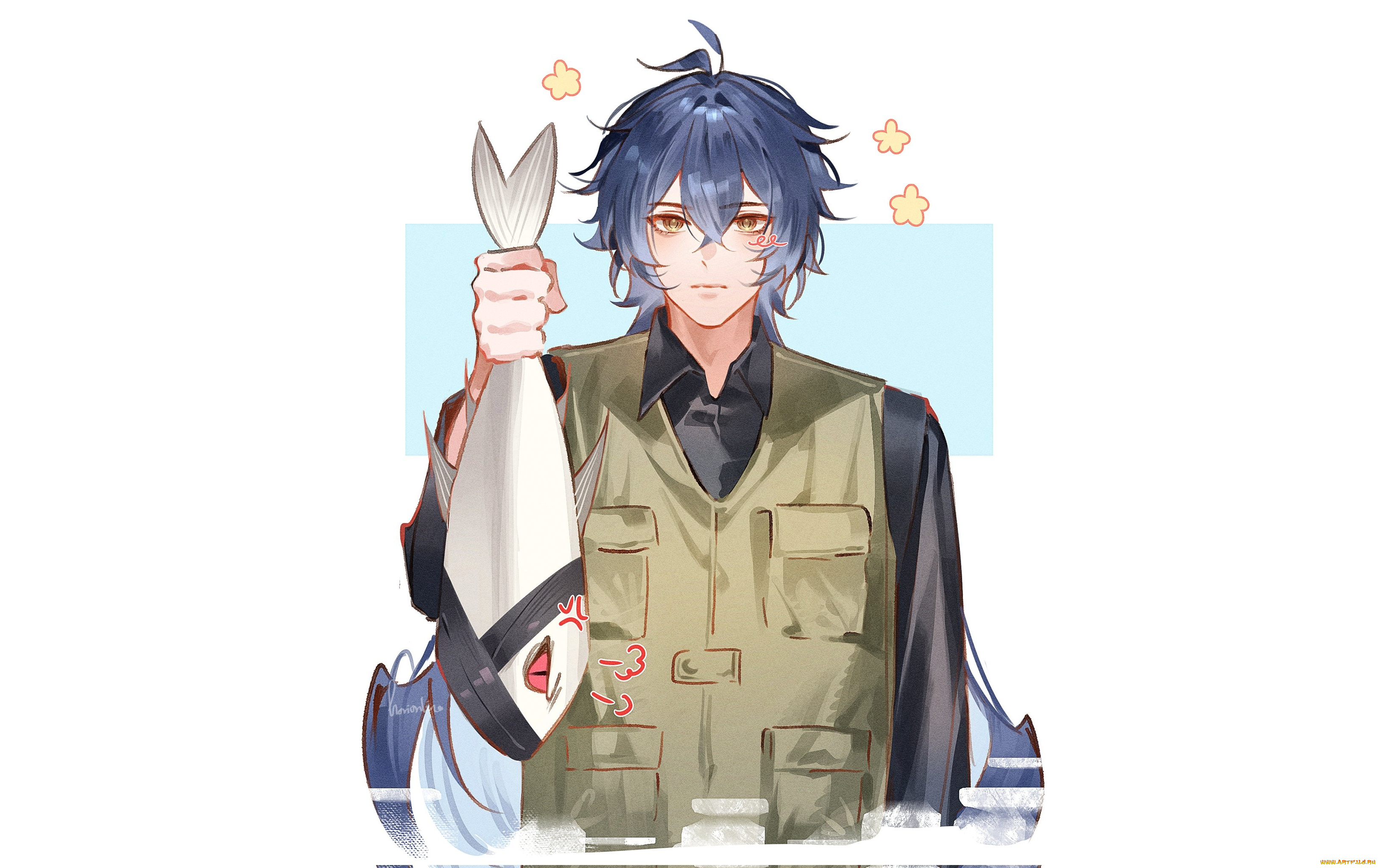 аниме, genshin, impact, парень