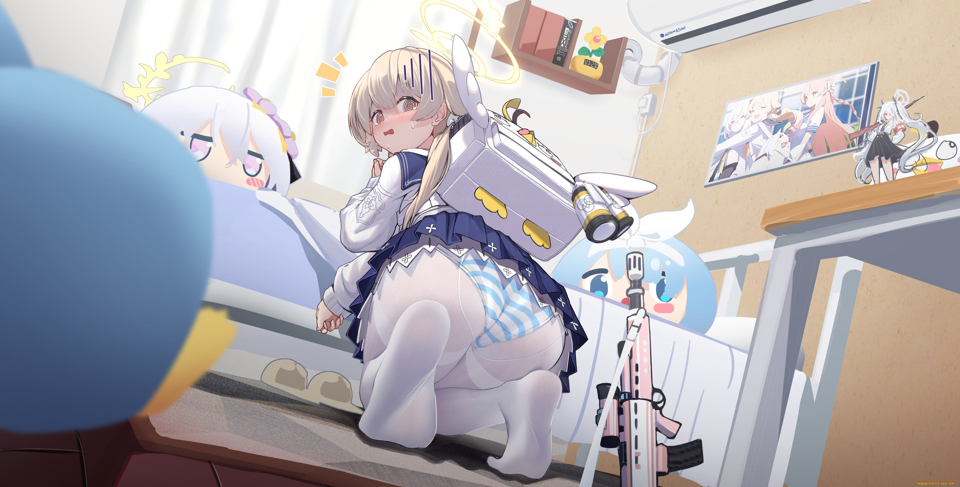 аниме, blue, archive, девушка