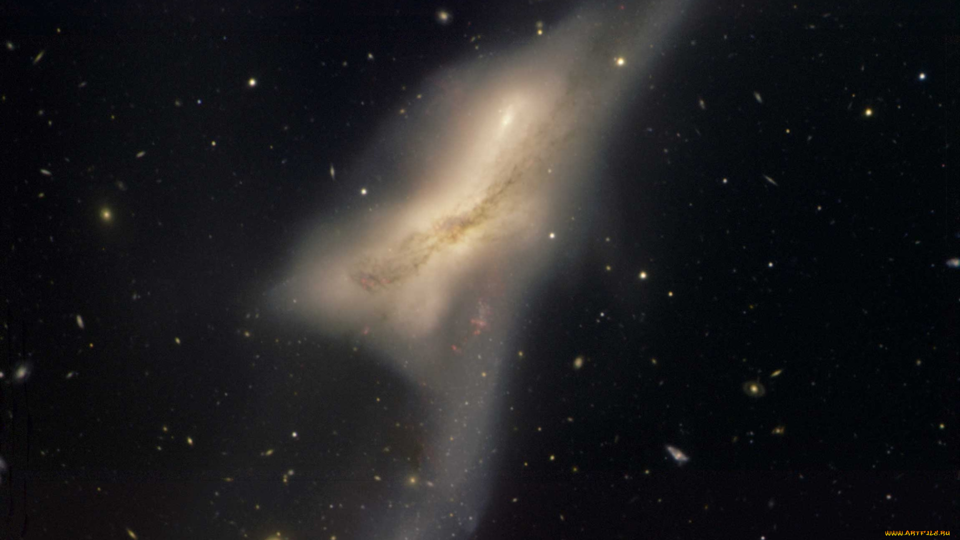 сталкивающиеся, галактики, ngc, 520, космос, туманности