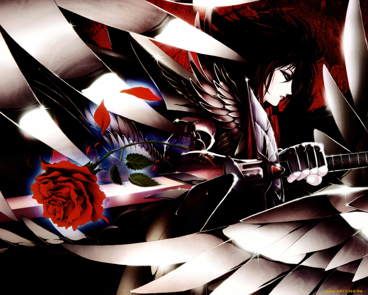 аниме, weapon, blood, technology