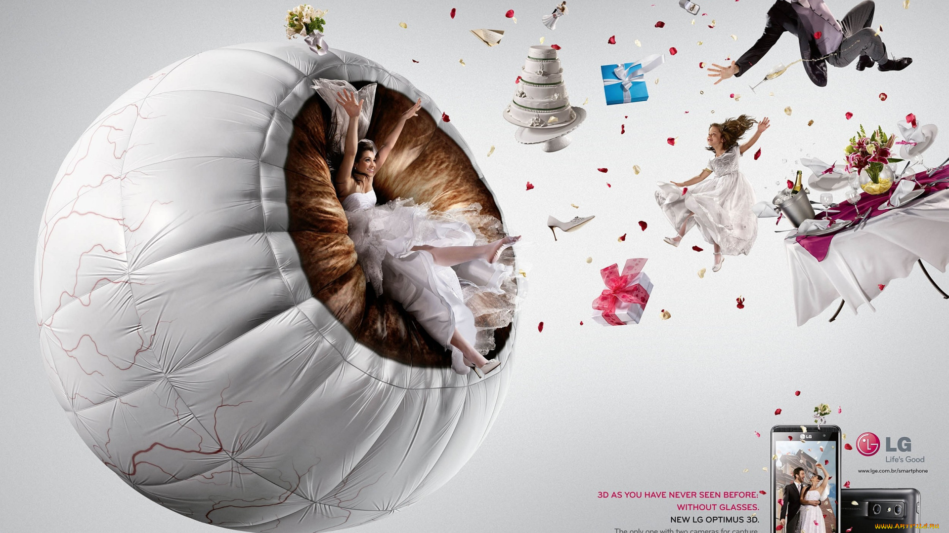 бренды, lg, невеста, телефон, глаз, жених, букет, торт
