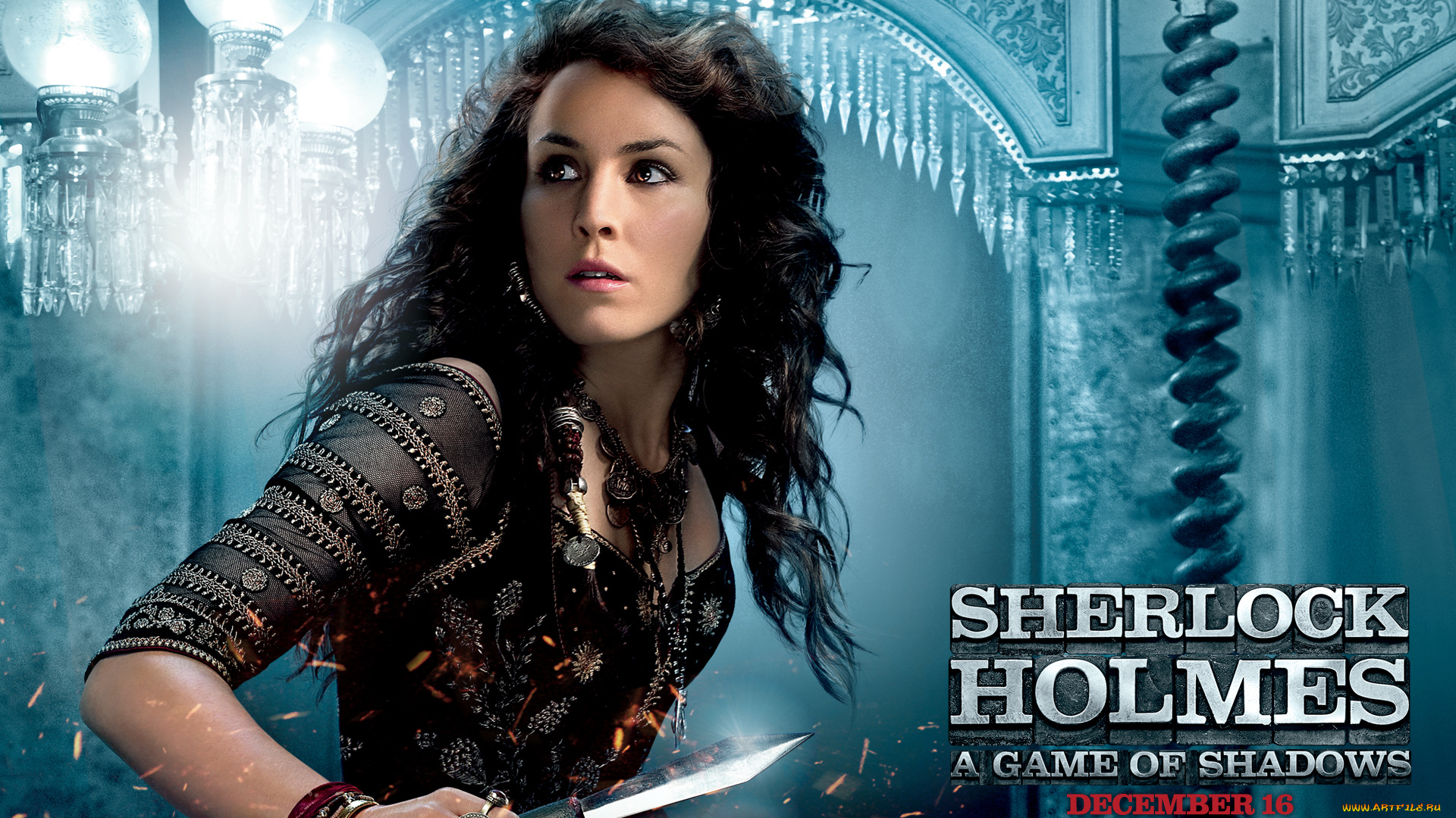 кино, фильмы, sherlock, holmes, game, of, shadows, перстень, нож, девушка